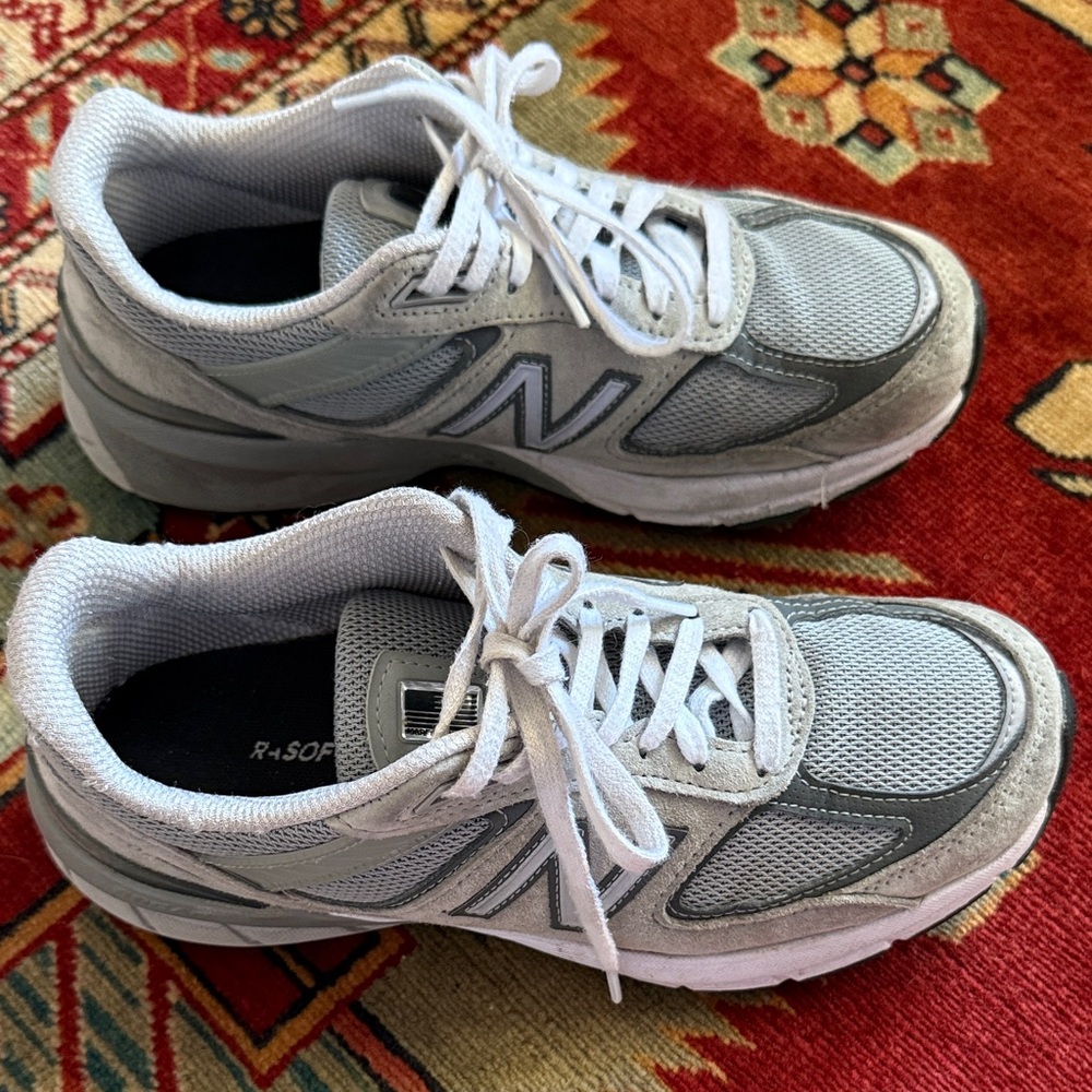 New Balance 990v5 Classic Gray and White Running Shoes